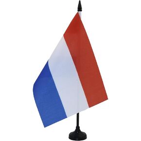AZ FLAG Netherlands Table Flag 5'' x 8'' - Dutch Desk Flag 21 x 14 cm - Black Plastic Stick and Base