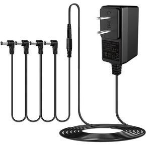 DC 9V Guitar Pedal Power Supply AC Adapter with 4 Way Daisy Chain Power Cord Cables for Pedal Keyboard Tip Negative 800mA-1A（A-P01）