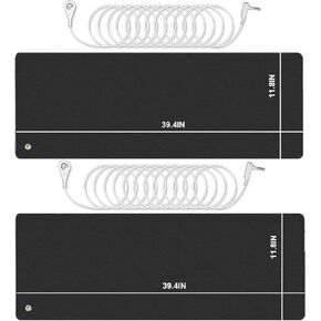2PCS Grounding Mat with 2PCS 15ft Grounding Cables for Computer, Foot, Bed, Grounding Products Fits for Better Working and Sleep, PU Grounding Pad (39.4x11.8 Inch)