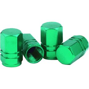 QODOLSI Pack-4 Tire Stem Valve Caps, 0.6" x 0.37" Leak-Proof Aluminum Alloy Tire Valve Cover for Cars SUVs Trucks (Black)