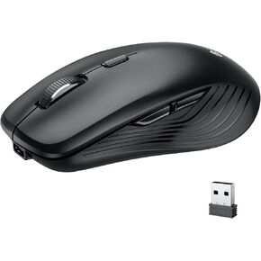 iClever Wireless Bluetooth Mouse, Dual Mode(Bluetooth+USB), Rechargeable Mouse, Multi-Devices Mouse for Small Sized Hands with 4 Adjustable DPI, Silent Clicks for Laptop, iPad, MacBook, Tablet, PC