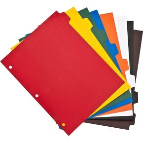3 Ring Binder Dividers, 8 Color Tabs Poly Index Dividers, Letter Sized - Extra Durable for School, College, Kids and Adults - 16 Sheets
