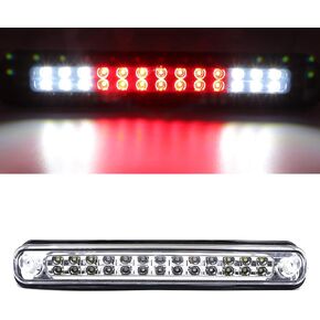 LED 3rd Third Brake Light For Chevy Silverado | GMC Sierra | C/K | Sierra 1988-1998 High Mount Stop Light Cargo Light Replacement (Chrome Housing/Clear Lens)