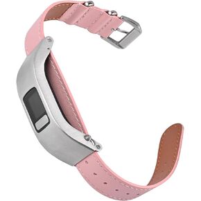 Leather Sheet Strap Compatible with Garmin vivofit 4 Activity Tracker Bands Replacement Watchband with Metal Case