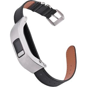 Leather Sheet Strap Compatible with Garmin vivofit 4 Activity Tracker Bands Replacement Watchband with Metal Case