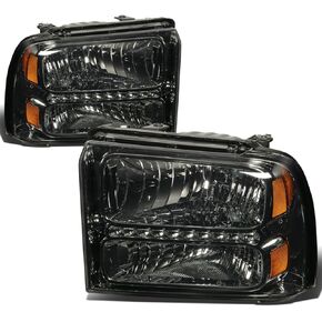 DNA MOTORING HL-OH-FSD05-CH-CL1 Chrome Housing Headlights Compatible with 05-07 F250 F350 F450 F550 SD
