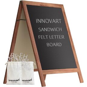 INNOVART A-Frame Sidewalk Sign 40"x26", Sandwich Felt Letter Board w/Changeable Letters, Double-Sided Felt Letter Board, Free Standing Letter Board Easel for Restaurant, Business, Wedding, Black
