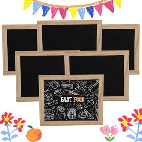 Harloon 6 Pcs 14" x 9.5" Framed Chalkboard Double Sided Wood Tabletop Small Chalkboard Signs Mini Blackboard Classroom School Supplies for Party Home Office Art Craft Birthday Wall Menu Food