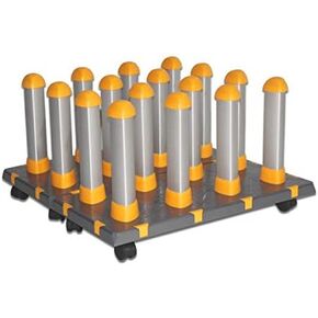 Rolling Floor Rack for Vinyl Roll Storage Detachable Free Assembly Mobile Material Floor Rack for Vinyl with 2 Modules-16 Spindles (3 Inch Core)