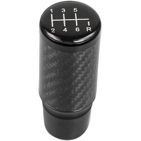 muge racing Carbon Fiber Shift Knob 6 Speeds Pattern Modified Carbon Fiber Aluminum Manual Automatic Gear Shift Knob for Vehicles with 3 Adapters Red