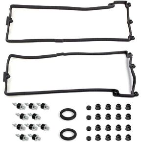 Engine Valve Cover Gasket Set Left & Right Replacement for E60 E63 E64 E70 X5 N62 Replaces# 11127513194, 11127513195