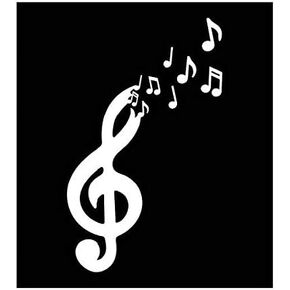 Free The Music Vinyl Decal | White | Made in USA by Foxtail Decals | for Car Windows, Tablets, Laptops, Water Bottles, etc. | 2.7 x 4.5 inch
