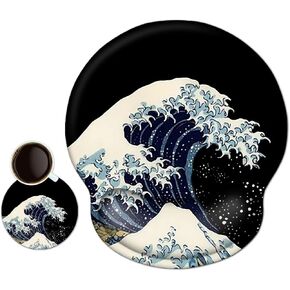 AIMSA Ergonomic Mouse Pad with Wrist Rest Support Gel Memory, Non-Slip PU Base Wrist Rest Pad for Home, Office, Work, Game, Easy Typing, Pain Relief, Comfortable, Durable, Flowers Plants in Kuwait