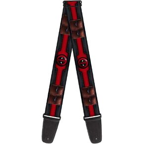 حزام جيتار بإبزيم للأسفل - شعار/جيوب حزام Deadpool متعدد الاستخدامات أسود/أحمر/بني - عرض 2 بوصة - طول 29-54 بوصة in Kuwait