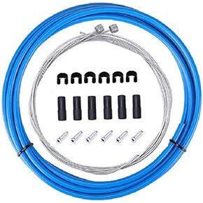 Brake Cable Housing Kit Set for Road Mountain Bicycle Cycling, Package Includes: Brake Cables, Brake housing, Ferrules, Cable end caps, C-Clips Buckle (Blue)