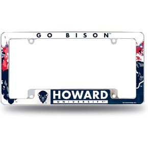 Rico Industries NCAA Howard Bison Primary 12" x 6" Chrome All Over Automotive License Plate Frame for Car/Truck/SUV