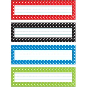 Trend Enterprises, Inc. Polka Dots Desk Toppers Name Plates VAR. Pk., 32 ct