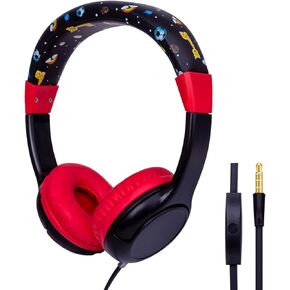 Kids Headphones with Microphone,Toddler Headphone Safe Volume Limited 85dB for Children Wired On Ear Girls Boys Earphones for iPad/Tablet/Online/School/Travel-Black