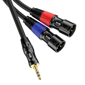 EBXYA XLR to 3.5mm Cable 3ft, 1/8 TRS to XLR Male Y Splitter Stereo Cable, 3.5mm TRS to Dual XLR Gold Plated, 24AWG, 3.5mm Stereo Jack Adapter TRS to XLR Male for Laptop, Mp3, Mixer