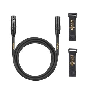 Microphone Cable, 2-Feet, XLR Male to XLR Female, Black, Zinc Alloy Shell, PVC Jacket, Gold Plated 3-Pin Connectors for Microphone and Audio Interface