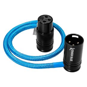 KONDOR BLUE 16" Straight Braided Low Profile Right Angle XLR Cable for Cameras, Microphones, Studio Audio | Blue