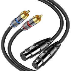 Dual XLR to RCA Cable 5Ft,Heavy Duty Dual XLR Female to Dual RCA HiFi Stereo Audio Connection Microphone Interconnect Cable (5Ft)