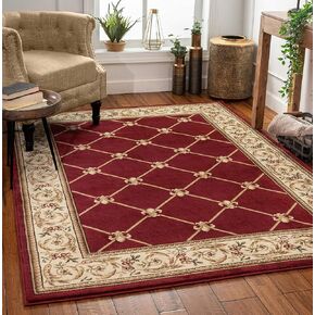 Well Woven Timeless Collection Fleur De Lis Black 8' Foot Round Luxurious Traditional French Aubusson Oriental Area Rug Perfect for Living Room Bedroom or Dining Room Easy-to-Clean Durable Design