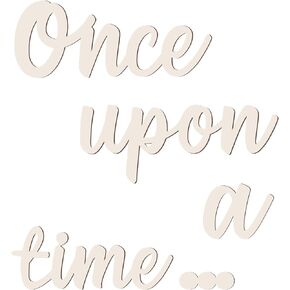 Once Upon a Time Sign for Nursery, Wooden Once Upon a Time Wall Decor Nursery Sign Wood Word Wall Decor Plaque for Reading Library Corner Nook Kids Room Bookshelf Home Décor DIY Decoration