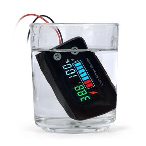 IPX7 Waterproof Battery Monitor with Bracket 7-100V,Car Motorcycle Golf cart Battery Meter Digital Battery Capacity Remaining Capacity Percentage Tester with Buzzer Alarm and Temperature