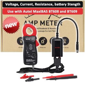 Autel MaxiBAS BTAK Battery Tester Accessory Kit Measure Voltage Current Resistance Battery Strength Digital Readouts Current Clamp Vehicle Electrical System 20mA to 400A AC/DC Used with BT608 BT609