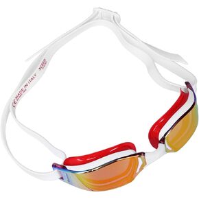 Titanium Mirrored Competition Swim Goggle, Limited Edition, Red Lens/Red/Whit