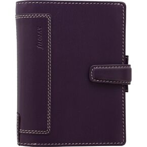Filofax Holborn Organizer, Pocket Size, Purple - Full Grain Buffalo Leather, Six Rings, with Cotton Cream Week-to-View Calendar Diary, Multilingual, 2024 (C025602-24) in Kuwait