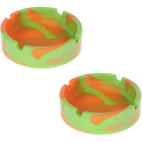 EORTA 2 Pieces Silicone Ashtray Round Shaped Unbreakable Ashtray High Temperature Heat Resistant Camo Ashtray Decor for Home Office Bar Hotel Restaurant, 8.3 CM, Pink Camouflage Color