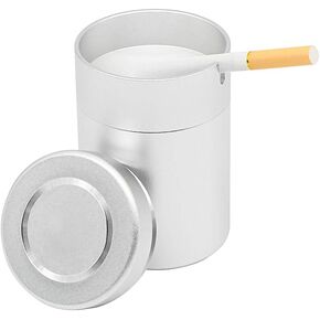 Outdoor Ashtray with Lid, Car Holder Cigarette Ashtray, NOSTIFY Portable Detachable Windproof Aluminum alloy Smokeless Ash Tray for Home Patio Table Decor