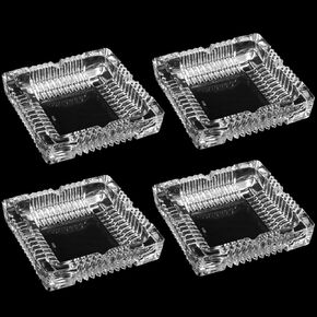 4 Pack 7 Inches Square Glass Ashtray, Luxury Glass Ashtray for Cigarettes, Cigars, Office, Tabletop, Restaurant, Decoration