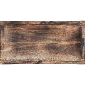 Bloomingville 15 Inches Hand-Carved Mango Wood, Burnt Finish Tray, Brown