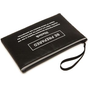 Fireproof Money Bag,Bank Bag Fireproof and Waterproof Cash Bag with Zipper Closure, Fireproof Safe Storage Bag Envelope, Suitable for documents, Bank Inventory, Passport (Black, M)