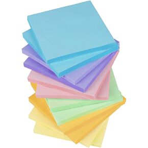 (12 Pack) Sticky Notes 3x3, Pastel Post Stickies Colorful Super Sticking Power Memo Pads, 6 Colors, Strong Adhesive