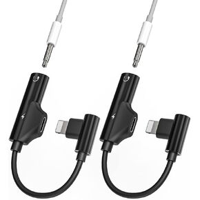 iPhone Adapter Headphone Jack 3.5mm to Lightning AUX Dongle Splitter 2 in 1 Music Audio Cable Power Charger Cord Converter(2pack) Apple MFI Certified Compatible for 7 8 Plus X XR XS 13 12 11 Pro Max
