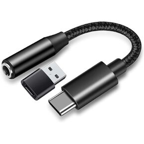 USB Type C to 3.5mm Audio Jack Headphone Adapter for Samsung S22 S21 S20 FE Galaxy Z Flip 3 Fold Note 20 Stereo Dongle USBC Aux Cable Cord for iPad Mini Air Pro OnePlus 9 8T Google Pixel 6 5