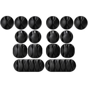 مشابك كابل حامل الحبل، منظم سلك إدارة كابل المكتب، 16 حزمة سوداء، منظم كابل مثالي، حامل سلك للمكتب، المنضدة، شاحن الهاتف، الكمبيوتر، المنزل، المكتب، السيارة in Kuwait