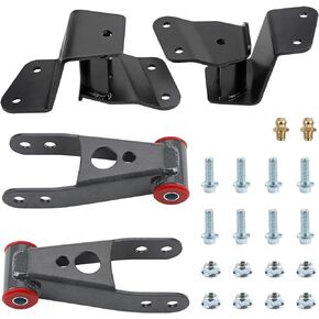 4" Lower Spring Shackle Hangers Kit Compatible with 1988-1998 Chevy Silverado C1500 GMC Sierra C1500 Adjustable 3" or 4" Rear Drop Kit
