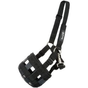 Tough-1 Poly/Nylon Grazing Muzzle with Halter Black Large Horse