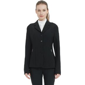 HR -Farm Womens Dressage Show Coat Stretch Mesh Equestrian Competition Black Vented Lightweight Classic Jackets
