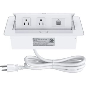 شريط طاقة مجوف مدرج في قائمة UL، مقبس سطح المكتب لصندوق غطاء الطاقة مع منافذ شحن USB C بقدرة 20 وات، منفذ وعاء من الفولاذ المقاوم للصدأ لكونترتوب غرفة الاجتماعات (أسود-USB C)