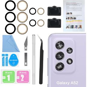 2PCS Galaxy A52 Back Rear Camera Lens Glass Replacement, ASDAWN Back Lens Glass for Samsung Galaxy A52 6.5 inches All Carriers with Free Lens Film + Installation Manual + Repair Tool Set