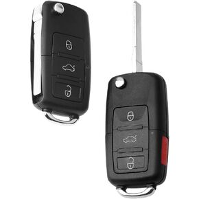 2Pcs Car Key Fob Keyless Entry Remote HLO1J0959753AM 3-btn Compatible with Beetle CC Golf GTI Passat Touareg