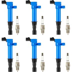 Ignition Coil Pack + Iridium Spark Plugs for Dodge Dakota Durango Nitro Ram Jeep Commander Grand Cherokee Liberty Mitsubishi Raider, UF-270 UF270 5C1114 C1231 E593C 50065 89057966 6 Pcs