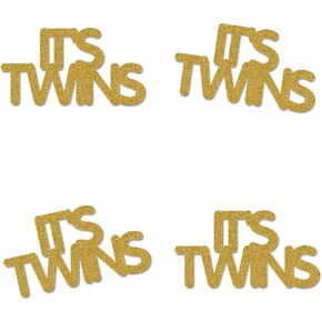 Gold It’s Twins Cut-outs, 12-Pack Table Topper Double-sided Baby Shower Party Decorations