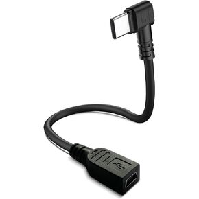 Mini USB Female to USB Type C Male Cable,90 Degree USB-C Male to Mini USB Female Adapter Converter for Mini Dash Cam Hardwire Kit and More Mini USB Devices(Only for Charging)